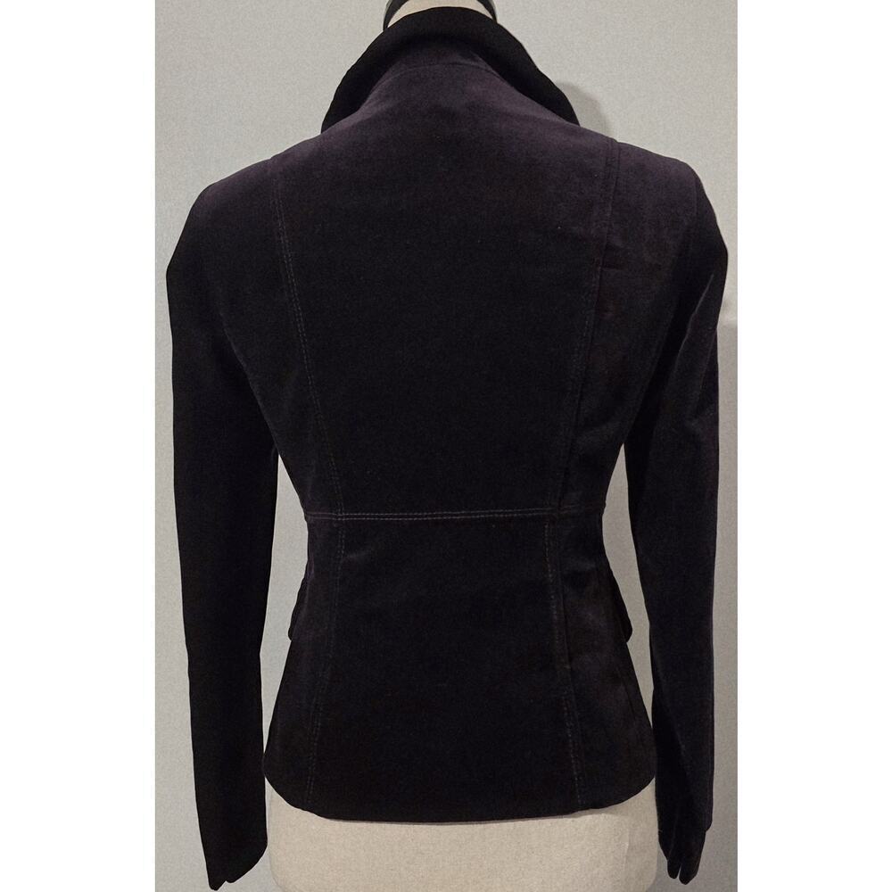 Vintage Women's J. Crew Dark Purple Velveteen Blazer Single Breasted Sz 2P - Picture 3 of 10